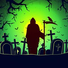 Death Coffin Photography Scenery Backdrop Halloween Theme Banner BCE-391