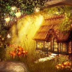 Cottage Plant Tree Photography Scenery Backdrop Nature Theme Banner BCE-396