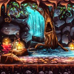 Tree River Lamp Photography Scenery Backdrop Nature Theme Banner BCE-403