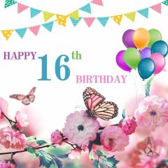 Flag Balloon Flower Photography Scenery Backdrop Birthday Party Theme Banner BCE-405