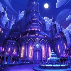 Castle Fountain Moon Photography Scenery Backdrop Architectural Theme Banner BCE-406