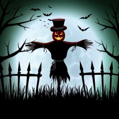Halloween Scarecrow Fence Photography Scenery Backdrop Halloween Theme Banner BCE-410