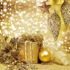 Present Bell Golden Photography Scenery Backdrop Christmas Theme Banner BCE-412