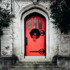 Door Tree Stair Photography Scenery Backdrop Road Theme Banner BCE-413