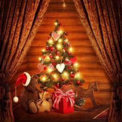 Christmas Curtain Hat Photography Scenery Backdrop Christmas Theme Banner BCE-420