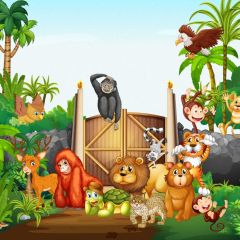 Cartoon Animal Forest Photography Scenery Backdrop Cartoon Theme Banner BCE-429