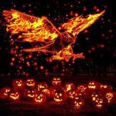 Halloween Eagle Fire Photography Scenery Backdrop Halloween Theme Banner BCE-438