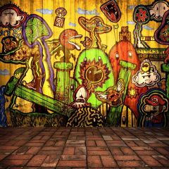 Graffiti Sea Animals Photography Scenery Backdrop Graffiti Theme Banner BCE-441