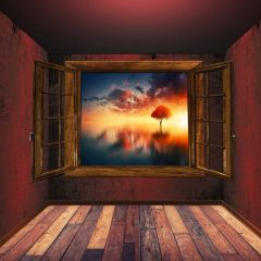 Window Water Tree Sky Photography Scenery Backdrop Balcony Landscape Theme Banner BCE-448