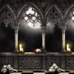 Halloween Candlelight Skull Photography Scenery Backdrop Halloween Theme Banner BCE-483