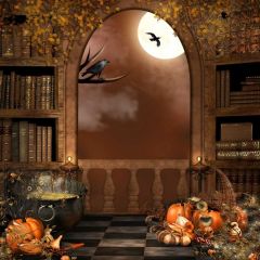 Halloween Bird Pumpkin Photography Scenery Backdrop Halloween Theme Banner BCE-498