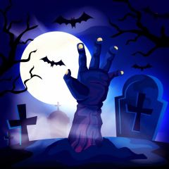 Hand Bat Coffin Photography Scenery Backdrop Halloween Theme Banner BCE-513