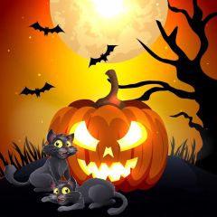 Halloween Pumpkin Lamp Photography Scenery Backdrop Halloween Theme Banner BCE-517