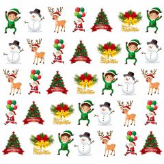 Snowman Deer Santa Photography Scenery Backdrop Christmas Theme Banner BCE-534