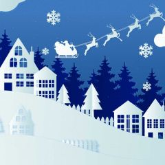 Sleigh Santa Fir House Photography Scenery Backdrop Christmas Theme Banner BCE-535