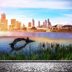 Building Plant River Photography Scenery Backdrop Terrace Scenery Theme Banner BCE-537