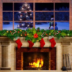 Christmas Snowman Sock Mistletoe Photography Scenery Backdrop Christmas Theme Banner BCE-552