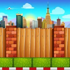 Building Floor Photography Scenery Backdrop Cartoon Theme Banner BCE-555