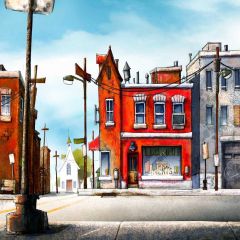 Building Sky Road Photography Scenery Backdrop Streetscape Theme Banner BCE-560