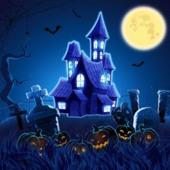 Halloween Moon Coffin Photography Scenery Backdrop Halloween Theme Banner BCE-572