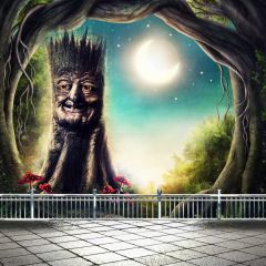 Tree Branches Sun Rail Photography Scenery Backdrop Fantasy Theme Banner BCE-586