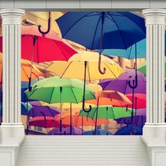 Pillar Umbrell Stairs Photography Scenery Backdrop Arches or Pillars Theme Banner BCE-589