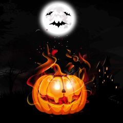 Halloween Full Moon Bats Photography Scenery Backdrop Halloween Theme Banner BCE-606