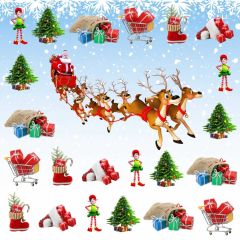 Reindeer Santa Fir Tree Photography Scenery Backdrop Christmas Theme Banner BCE-625