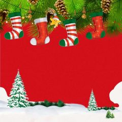 Sock Mistletoe Photography Scenery Backdrop Christmas Theme Banner BCE-627