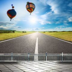 Landscape Hot Balloon Railway Photography Scenery Backdrop Nature Theme Banner BCE-634