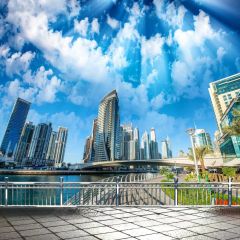 Cloudy Weather Building And Tower Photography Scenery Backdrop Architectural Theme Banner BCE-644