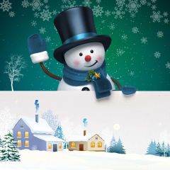 Snowman Snow Shack Photography Scenery Backdrop Christmas Theme Banner BCE-653