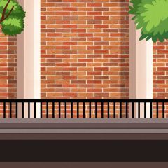 Brick Wall Tree Rail Photography Scenery Backdrop Wall Theme Banner BCE-661
