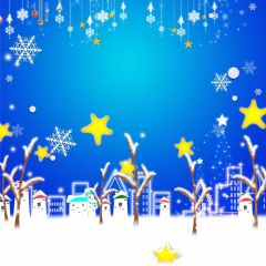 Snowflake Stars House Photography Scenery Backdrop Snow Theme Banner BCE-666