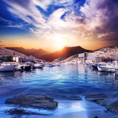 Sunrise Stream Sky Photography Scenery Backdrop Nature Theme Banner BCE-667