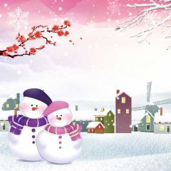 Plum Blossom Snowmen Photography Scenery Backdrop Snow Theme Banner BCE-675
