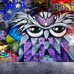 Graffiti Skull Ghost Photography Scenery Backdrop Graffiti Theme Banner BCE-680