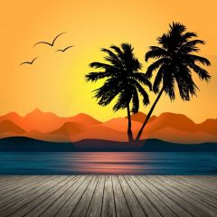 Palm Tree Floor Hill Photography Scenery Backdrop Ocean Theme Banner BCE-681