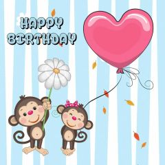 Cartoon Animal Balloon Birthday Photography Scenery Backdrop Birthday Party Theme Banner BCE-687