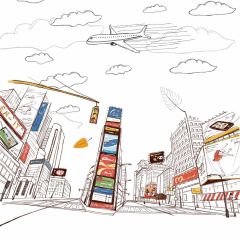 Architecture Plane Photography Scenery Backdrop Streetscape Theme Banner BCE-692