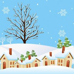 Fir House Snowflake Photography Scenery Backdrop Snow Theme Banner BCE-696