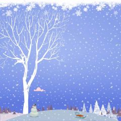 Reindeer High Tree Holly Snowman Photography Scenery Backdrop Snow Theme Banner BCE-698