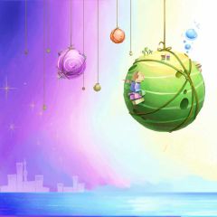 Green Ball Purple Ball Photography Scenery Backdrop Fantasy Theme Banner BCE-703