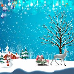 Christmas Ball Birch Holly Reindeer Photography Scenery Backdrop Christmas Theme Banner BCE-719