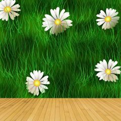Blossom Green Grass Photography Scenery Backdrop Flowers Theme Banner BCE-726