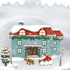 Snow Shack Mistletoe Photography Scenery Backdrop Snow Theme Banner BCE-728
