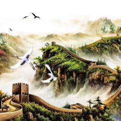 Crane The Great Wall Photography Scenery Backdrop Nature Theme Banner BCE-736