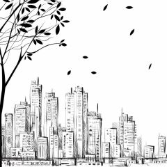 Tree City Photography Scenery Backdrop Streetscape Theme Banner BCE-737