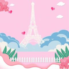 Eiffel Tower Fence Grass Photography Scenery Backdrop Birthday Party Theme Banner BCE-739