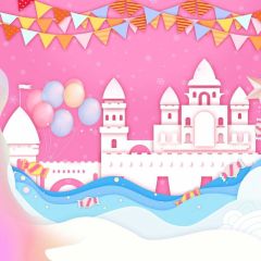 Birthday Pink Castle Photography Scenery Backdrop Cartoon Theme Banner BCE-746